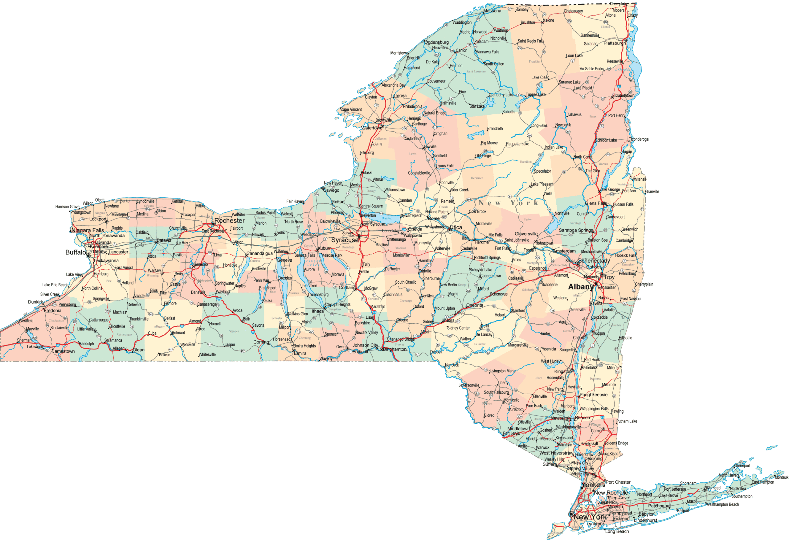 New York Road Map NY Road Map New York Highway Map