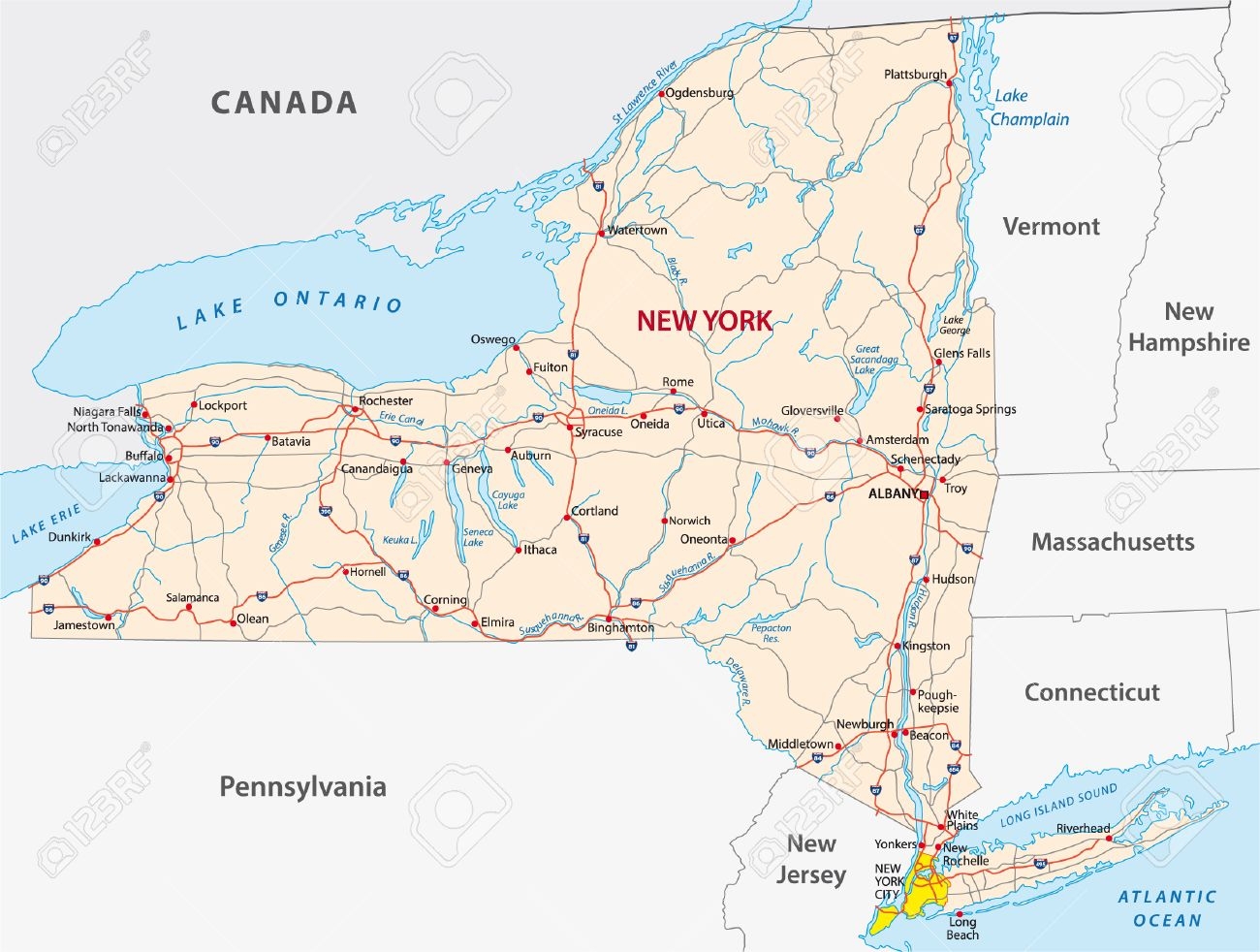 New York State Map Printable