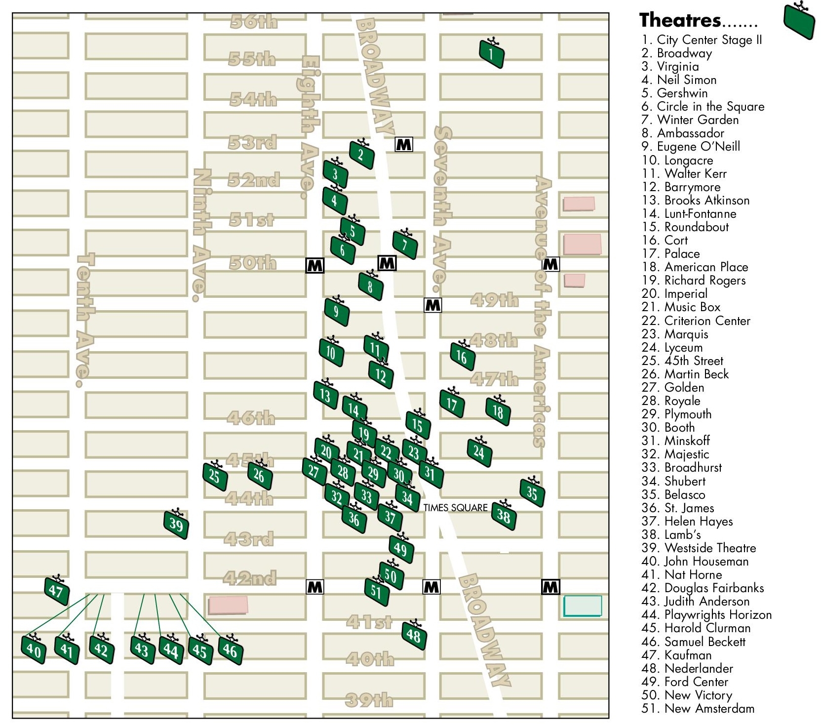 New York Theatre District Map Ontheworldmap