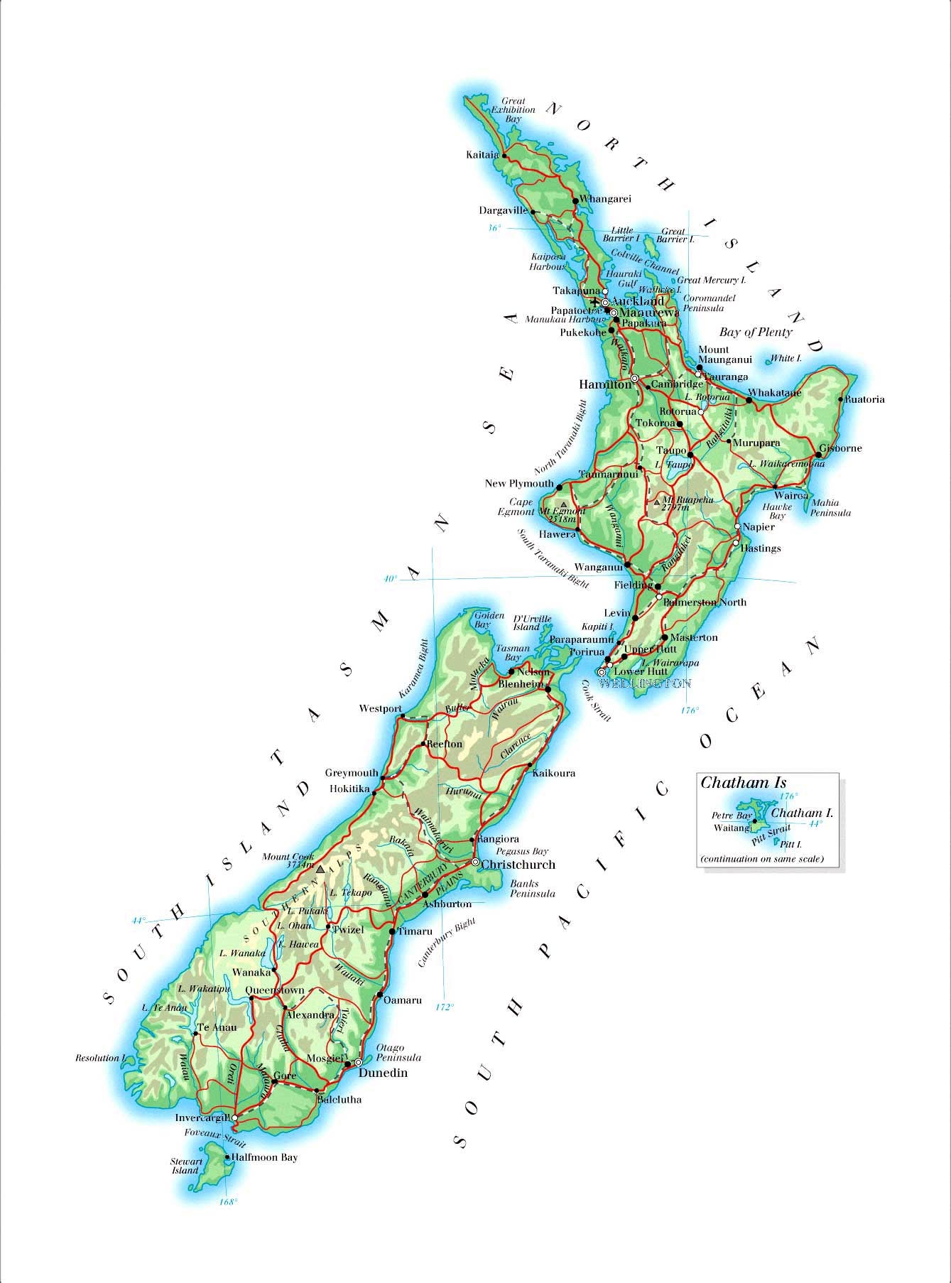Free Printable Map Of New Zealand