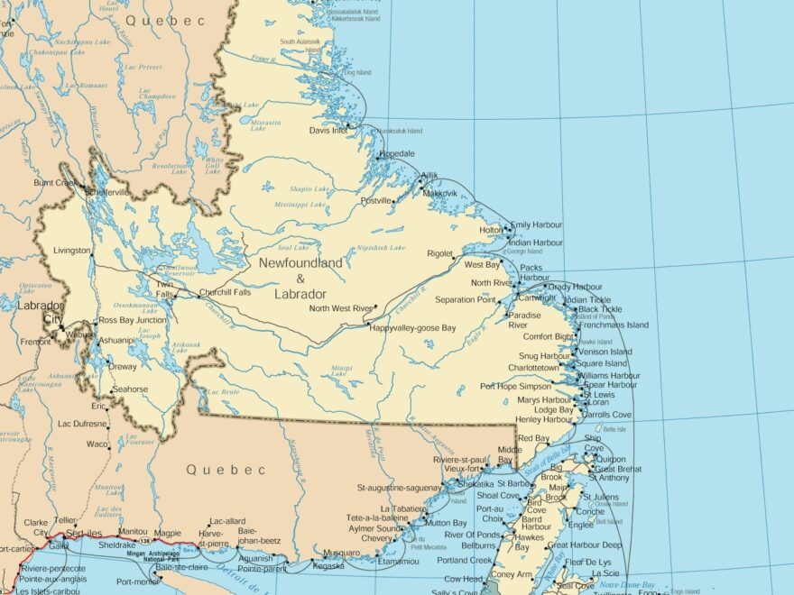 Newfoundland And Labrador Road Map Ontheworldmap