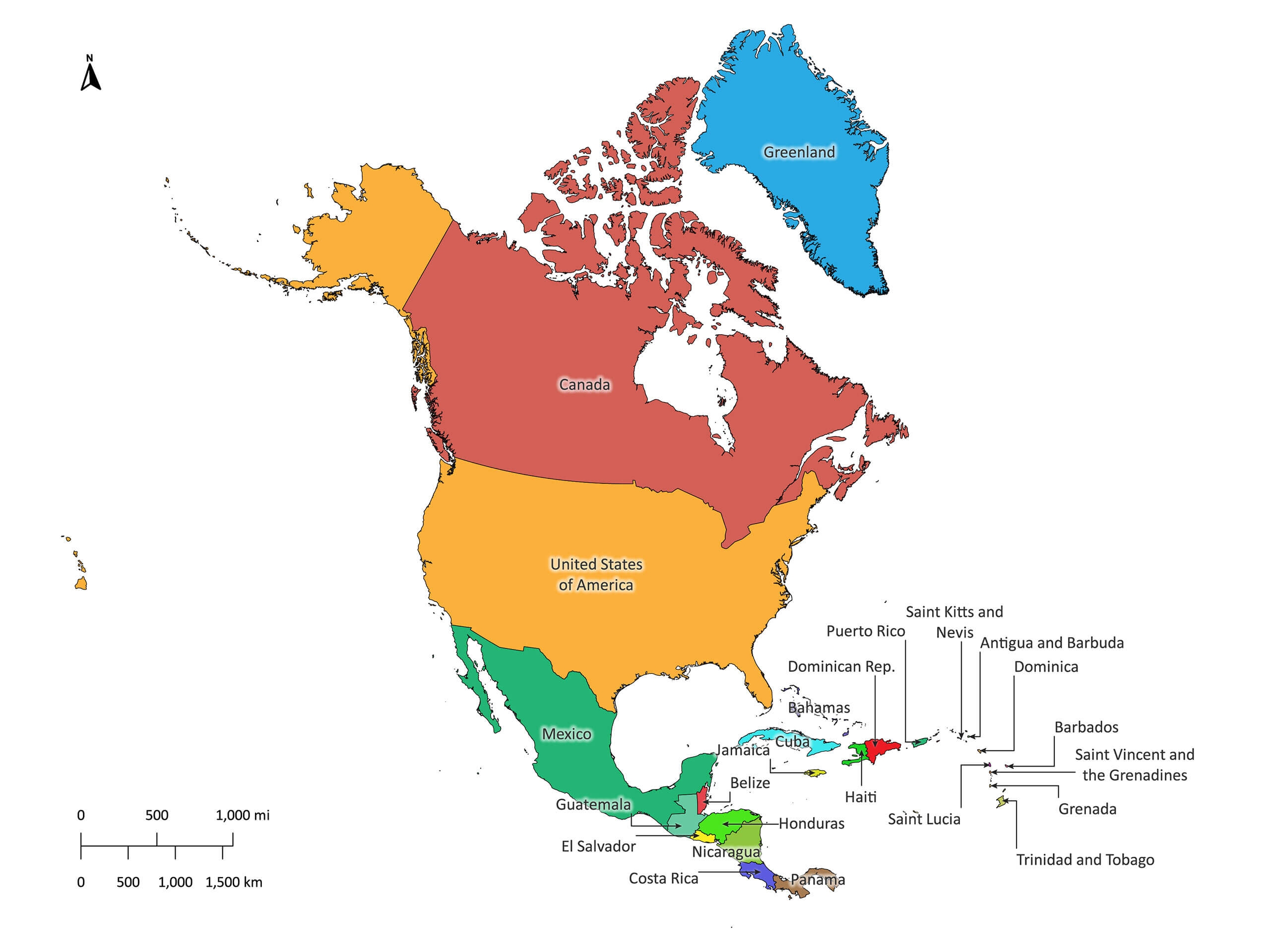 North America Labeled Map Labeled Maps North America Labeled Map Labeled Maps