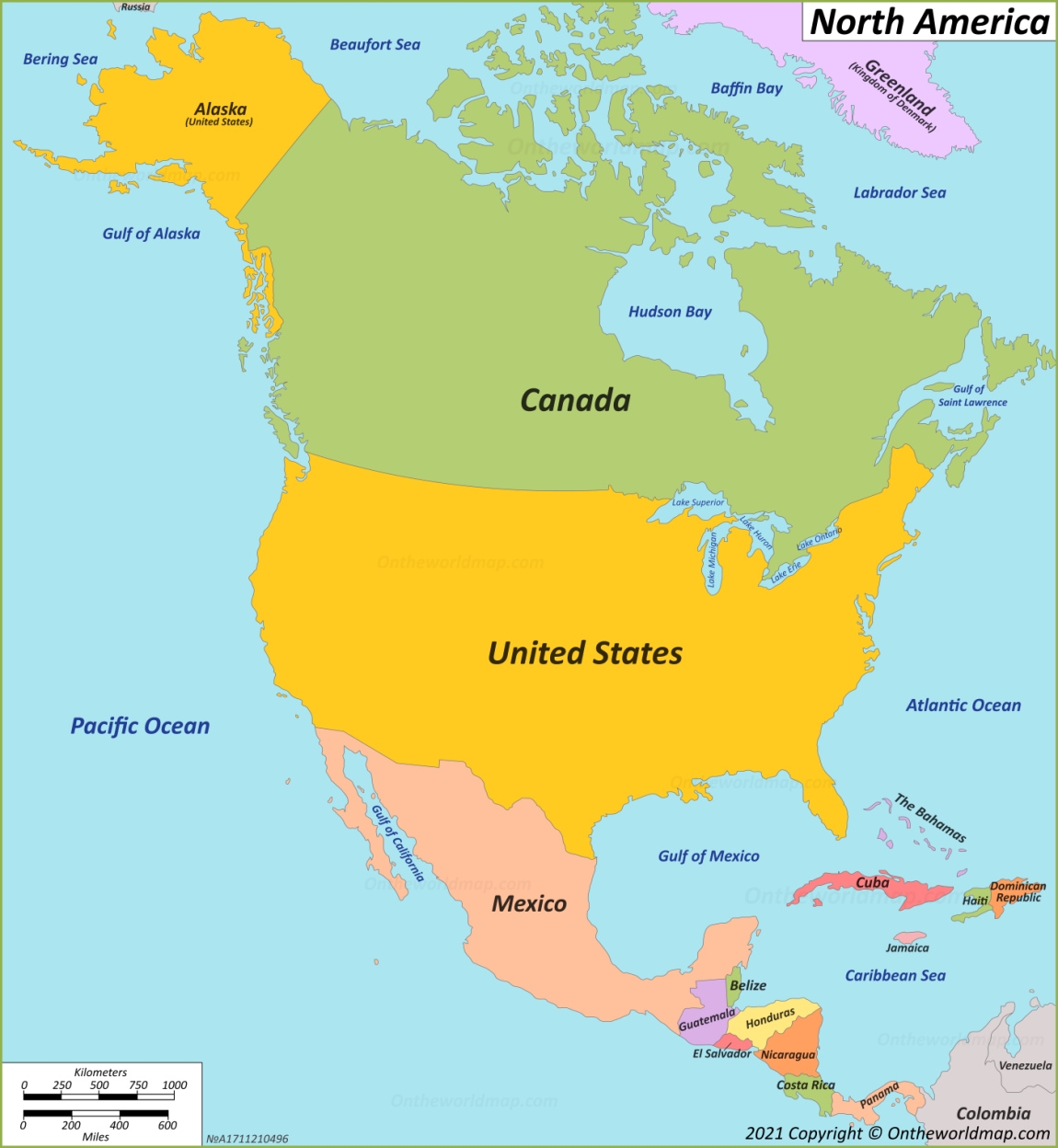 Printable Map Of North America