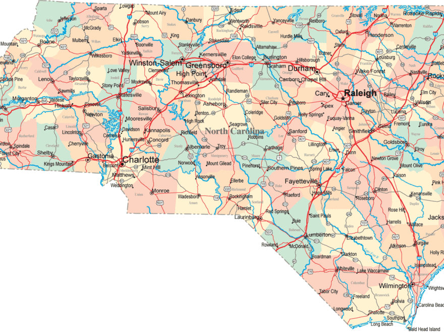 North Carolina Road Map NC Road Map North Carolina Highway Map