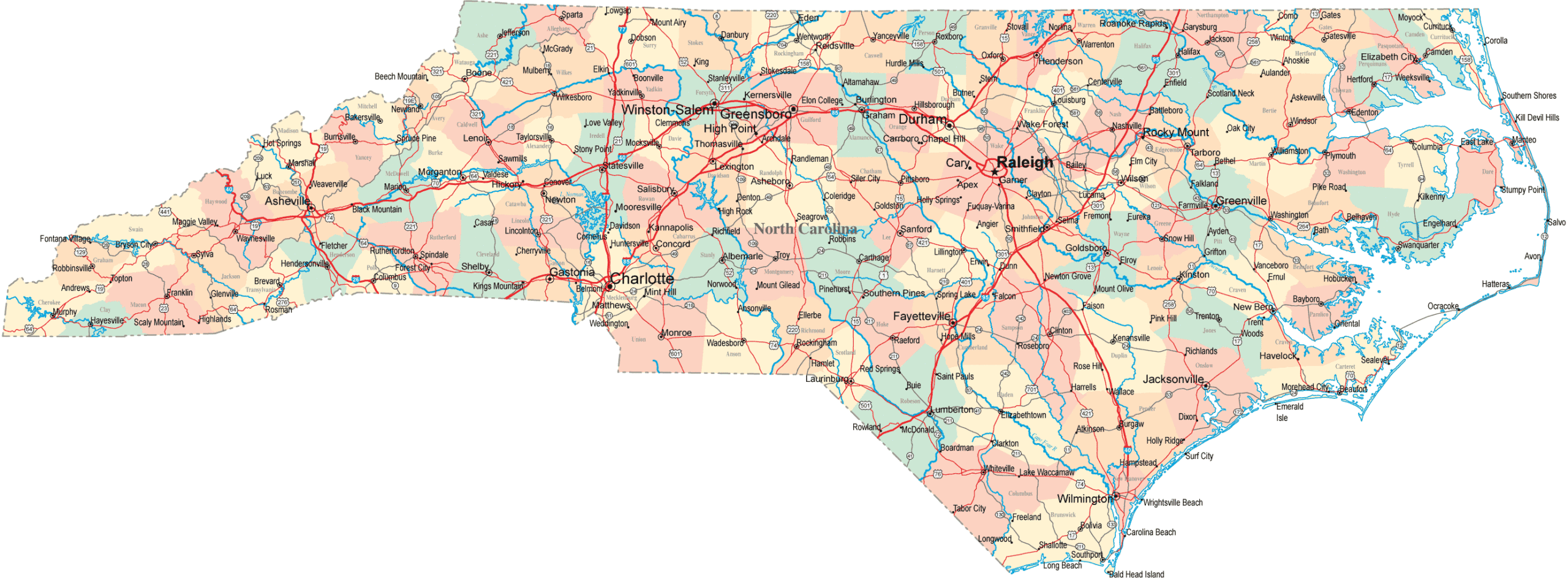 North Carolina Road Map NC Road Map North Carolina Highway Map