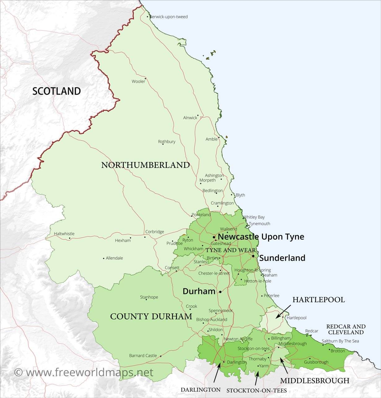 Printable Map Of Northern England