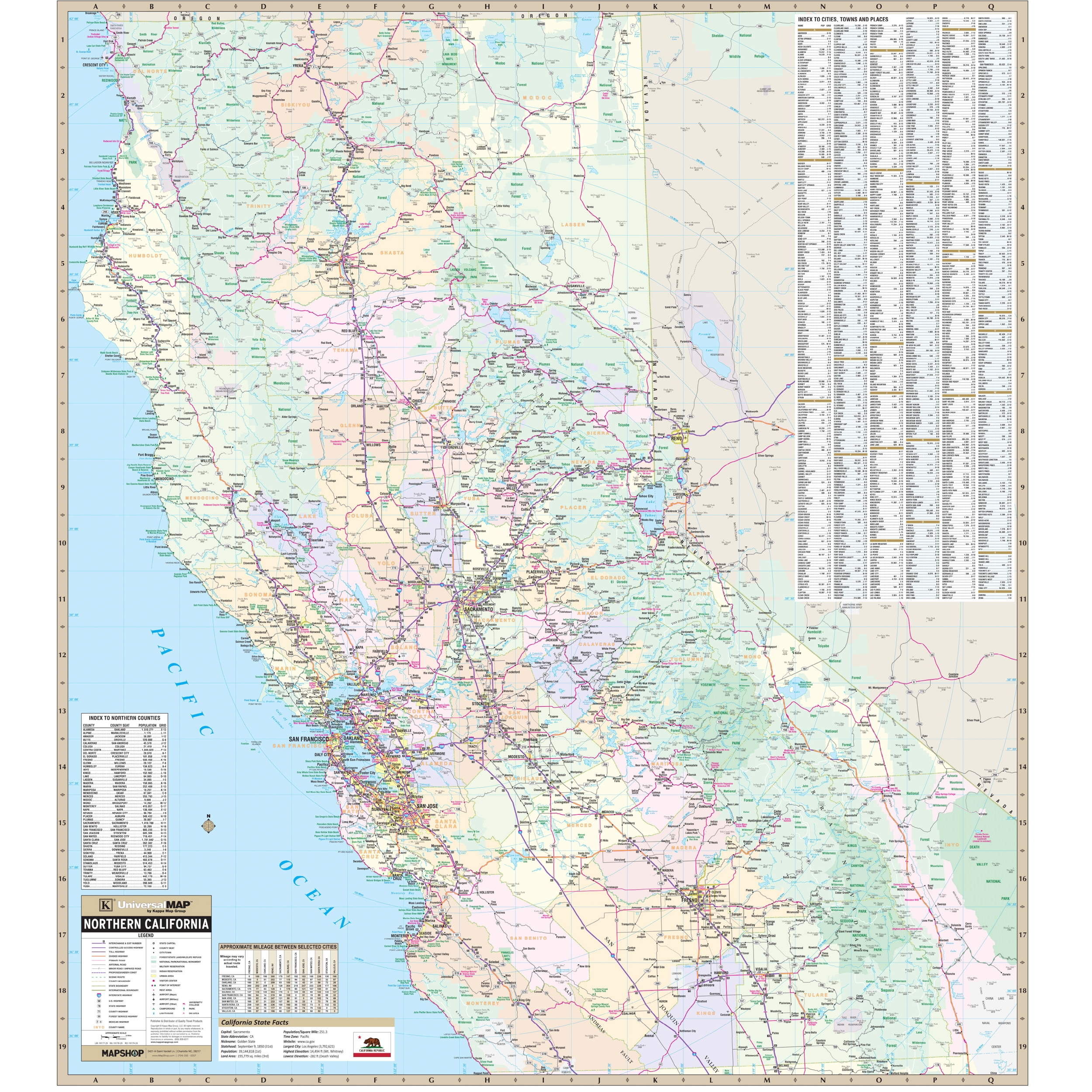 Northern California Regional Wall Map By Kappa The Map Shop