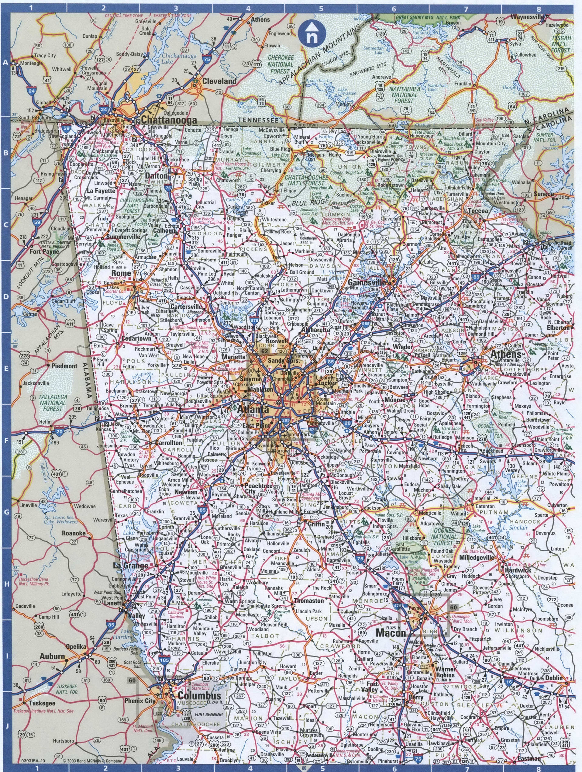 Northern Georgia Highways Road Map Map Of North Georgia Cities And Highways