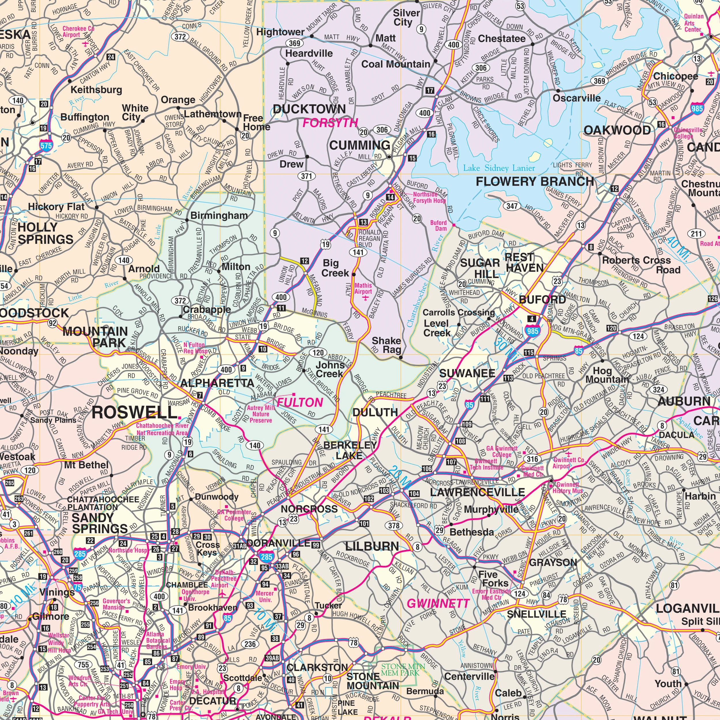 Northern Georgia Regional Wall Map By Kappa The Map Shop