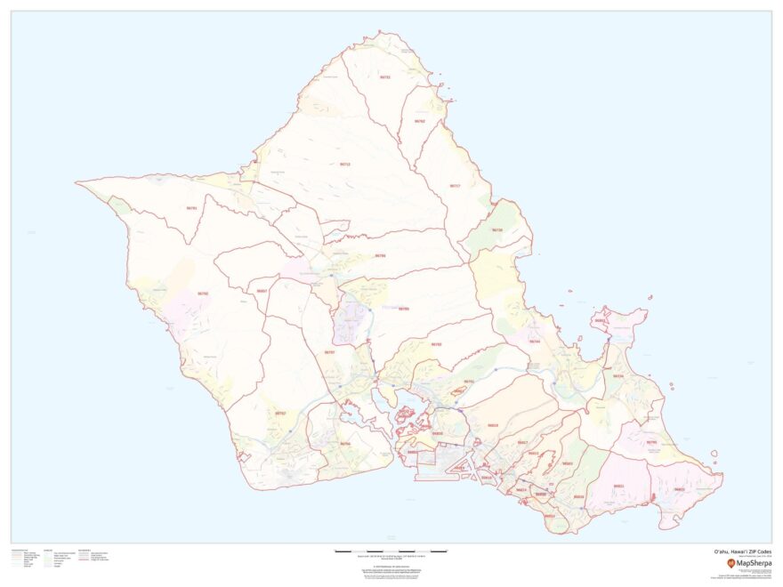 O ahu Hawai i ZIP Codes Map