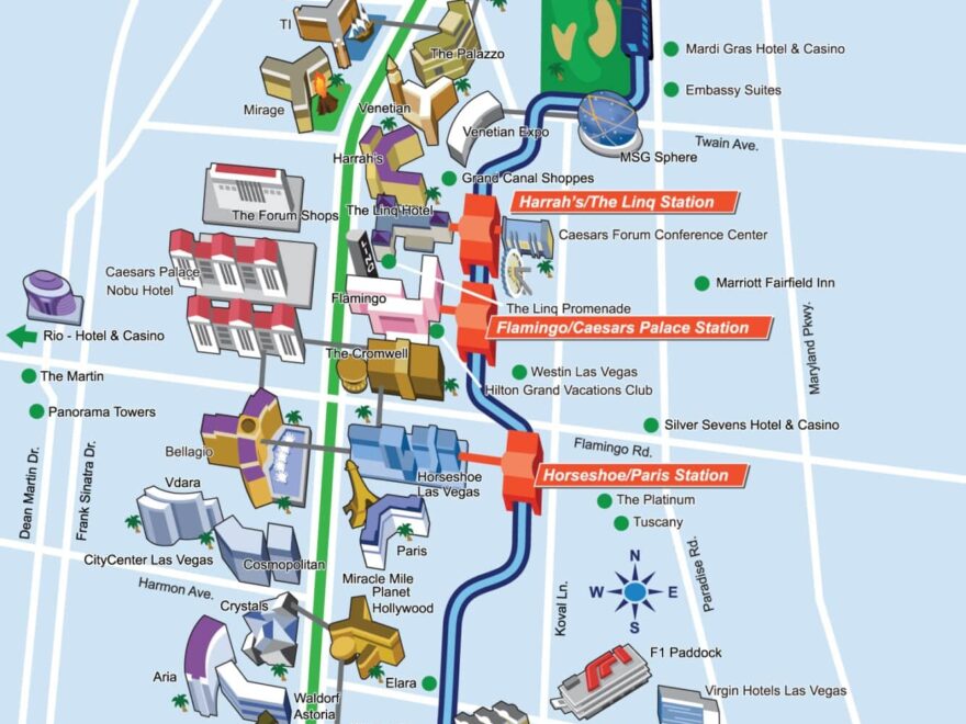 Official Route Map Of The Las Vegas Monorail
