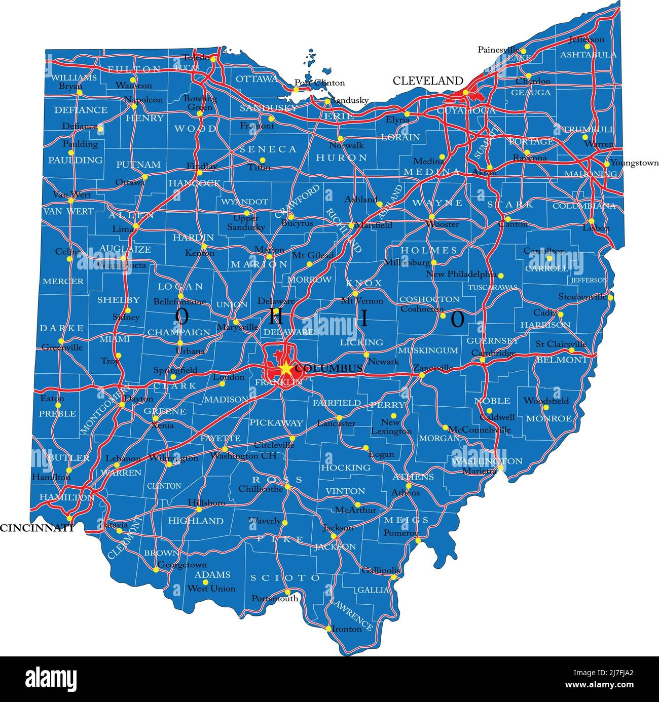 Ohio County Map Vector Vectors Cut Out Stock Images Pictures Alamy
