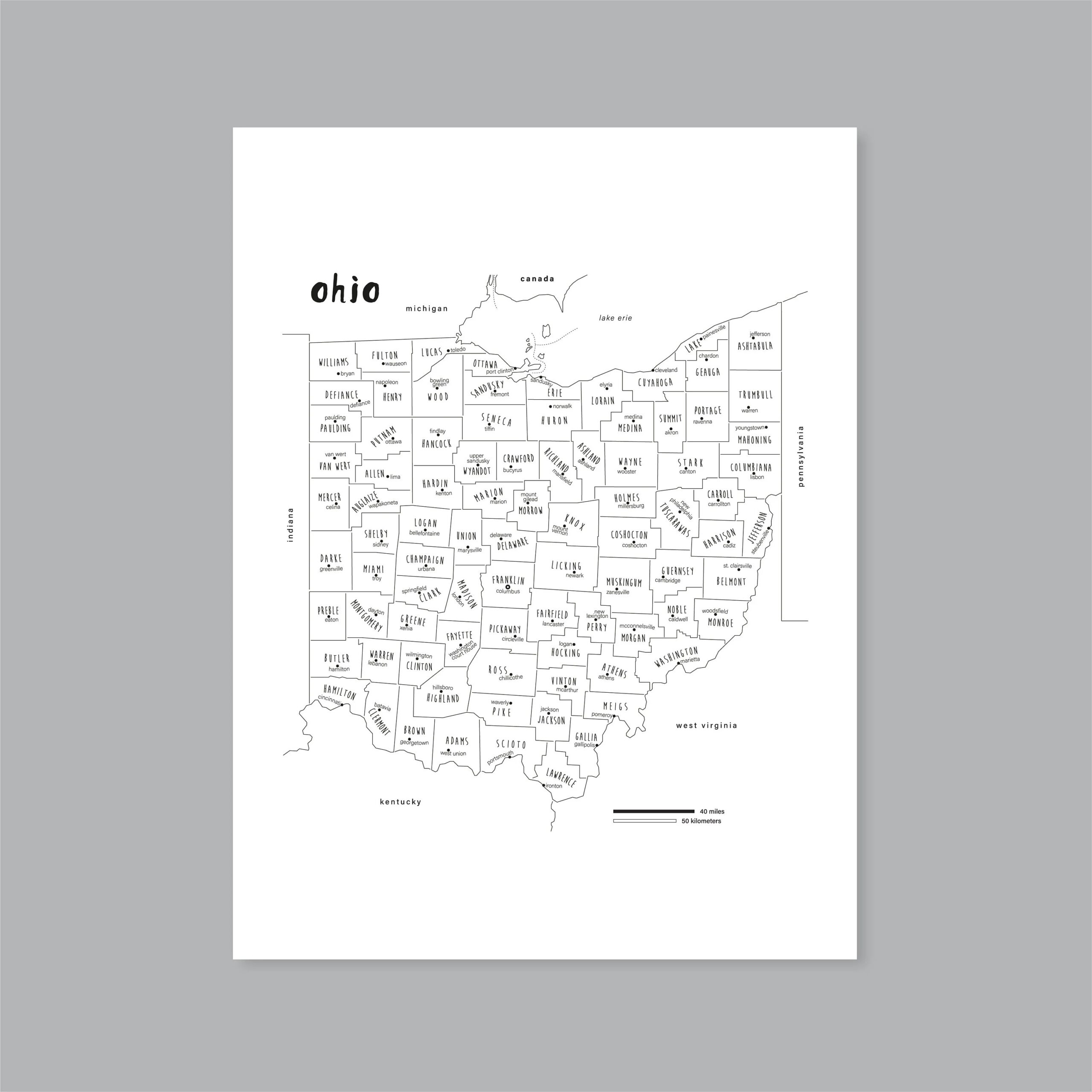 Printable Ohio Map Showing Counties