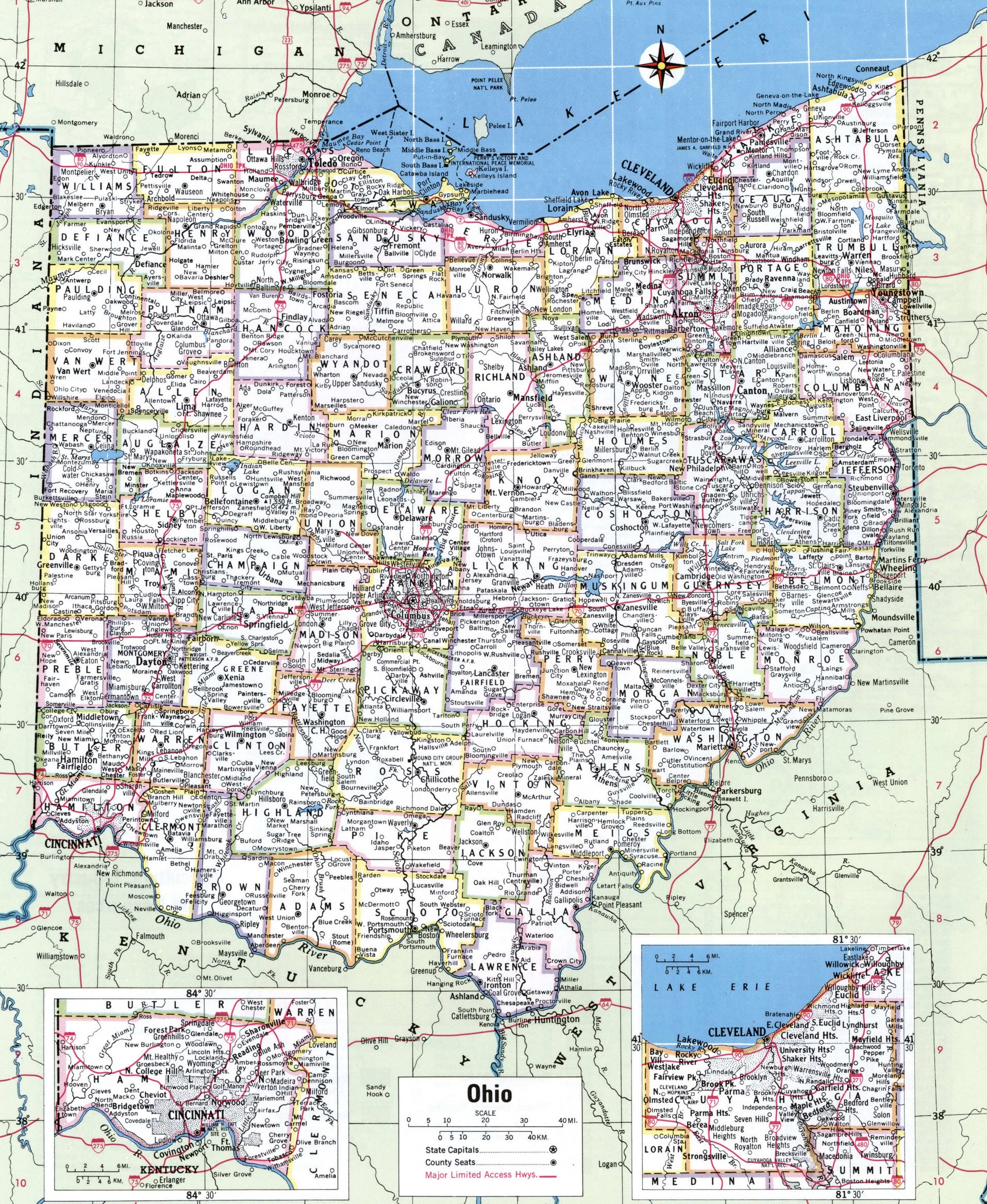 Ohio Map With Counties Free Printable Map Of Ohio Counties And Cities