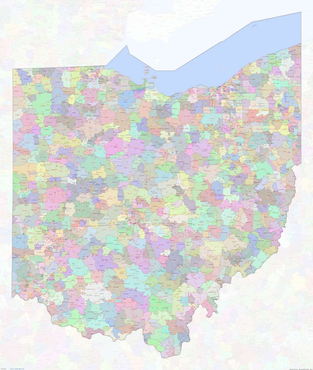 Ohio ZIP Codes Shown On Google Maps