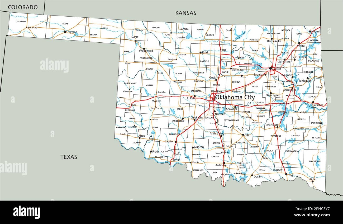 Cute Printable Oklahoma State Road Map