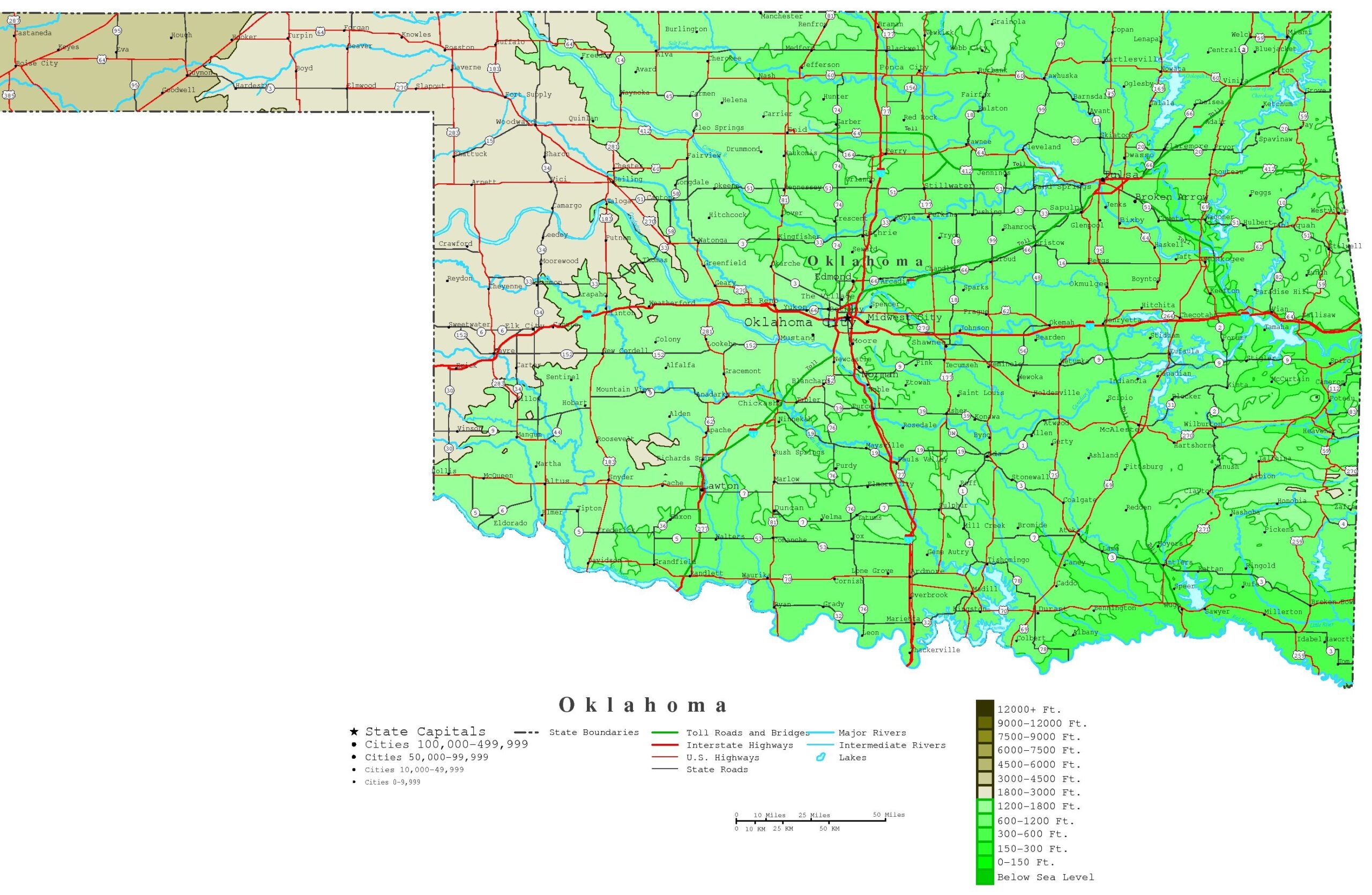 Printable Oklahoma Map With Cities