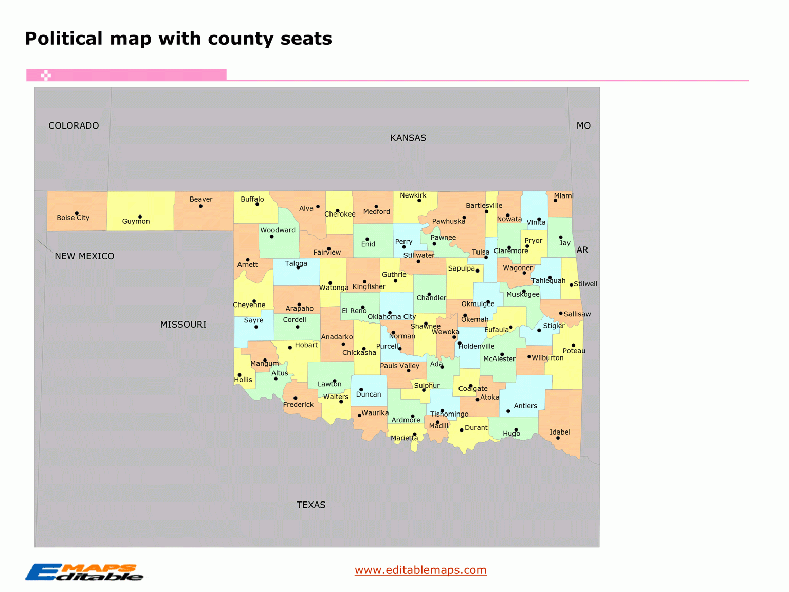 Oklahoma County Map Editable PowerPoint Maps Oklahoma County Map Editable PowerPoint Maps