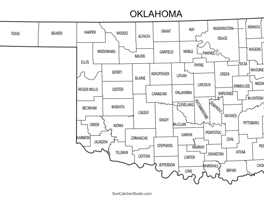 Oklahoma County Map Printable State Map With County Lines Free Printables Monograms Design Tools Patterns DIY Projects