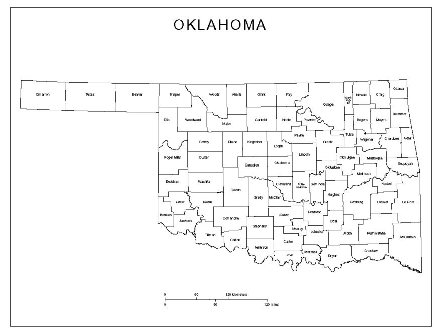 Oklahoma Labeled Map