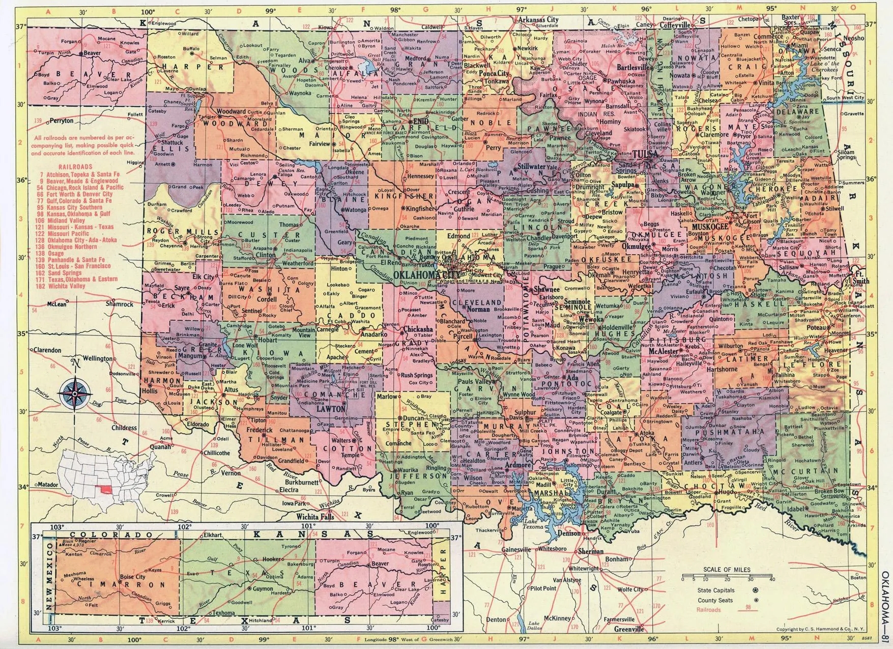Printable Oklahoma Map With Counties Printable Oklahoma Map With Counties