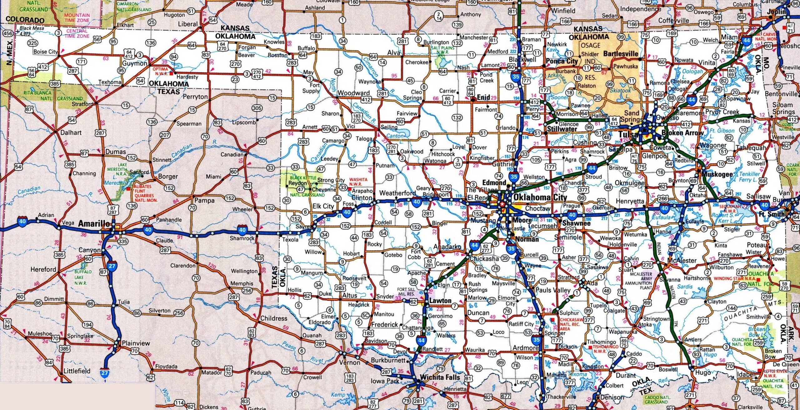 Oklahoma State Road Map Printable