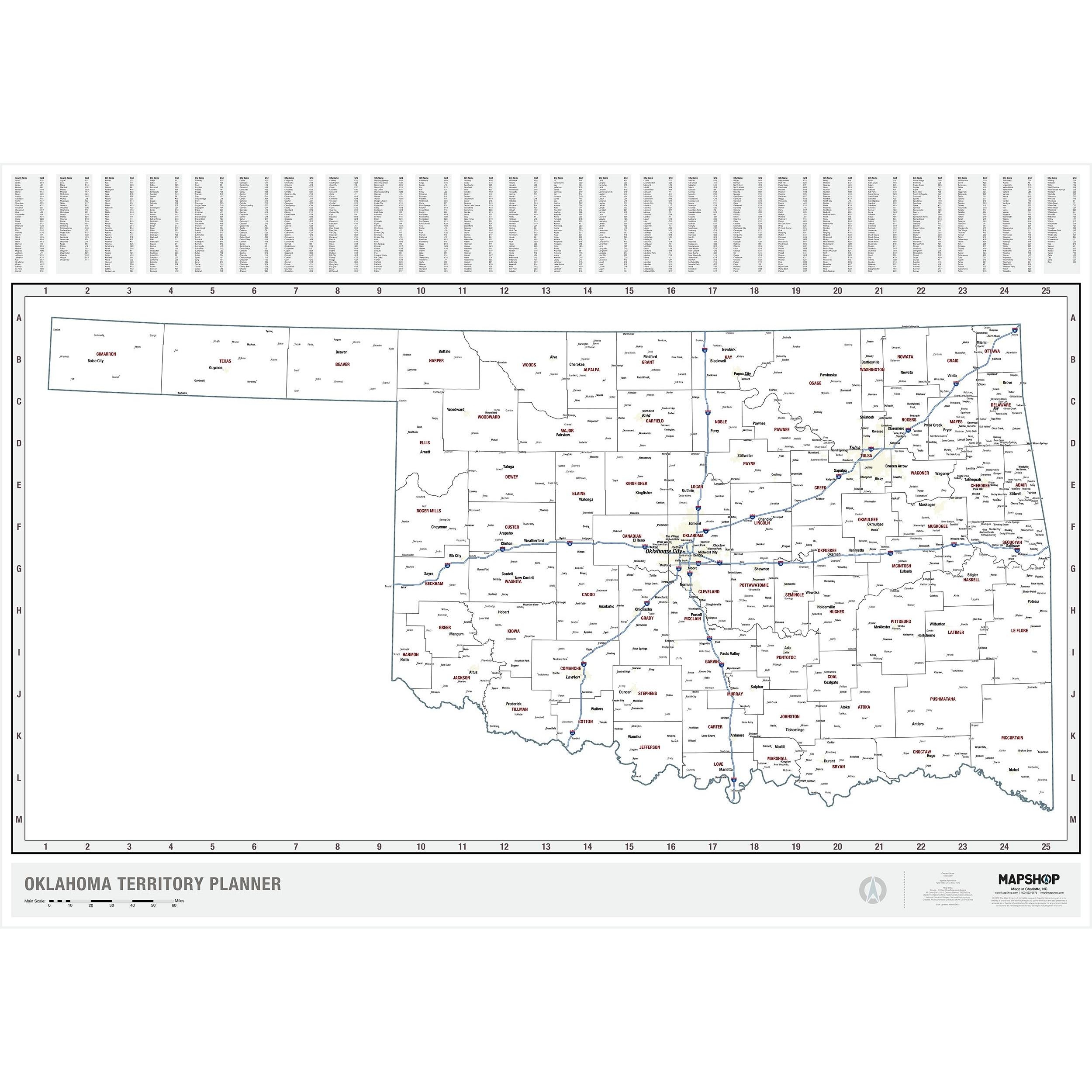 Oklahoma Territory Planner Wall Map By MapShop The Map Shop