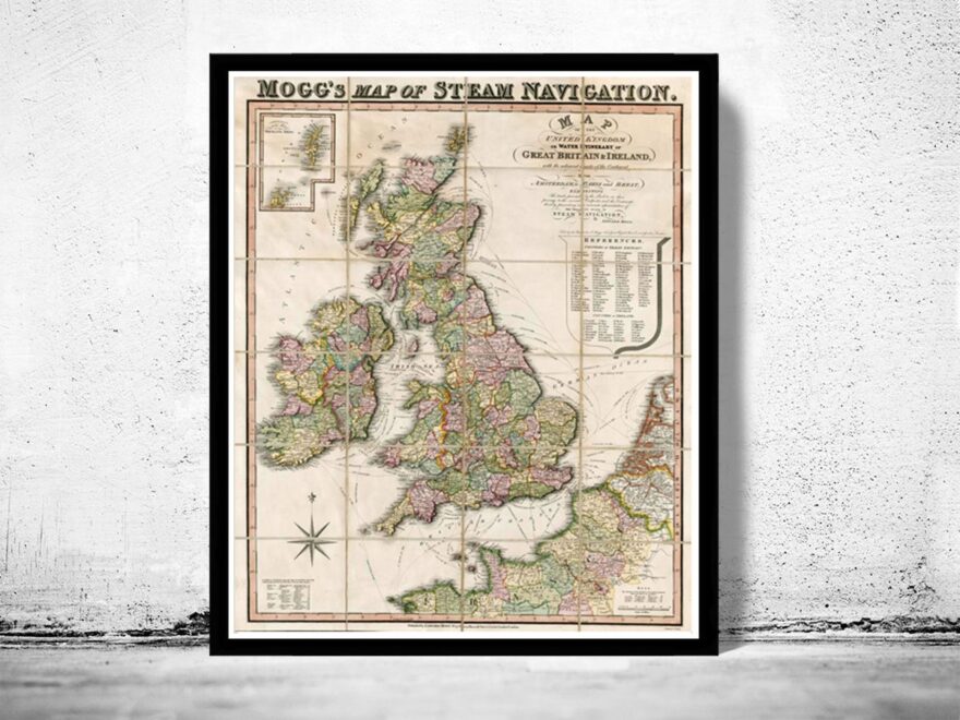 Old Map Of British Isles United Kingdom 1845 Vintage Map Wall Map Print VINTAGE MAPS AND PRINTS