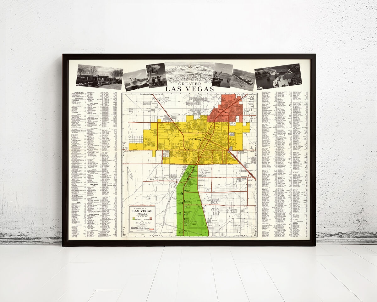 Old Map Of Las Vegas Nevada 1959 Vintage Map Wall Map Print VINTAGE MAPS AND PRINTS