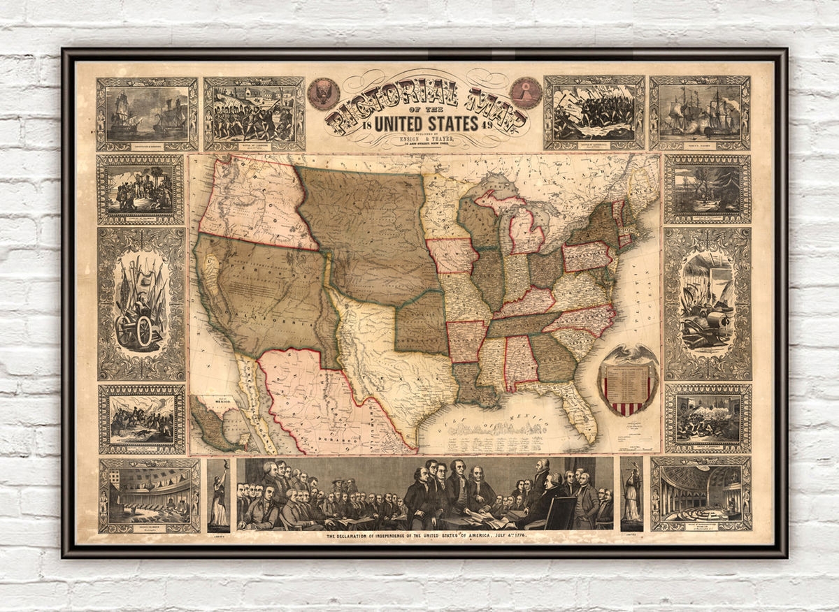 Old Map Of United States Of America 1849 USA Map Vintage Map Wall Map Print VINTAGE MAPS AND PRINTS