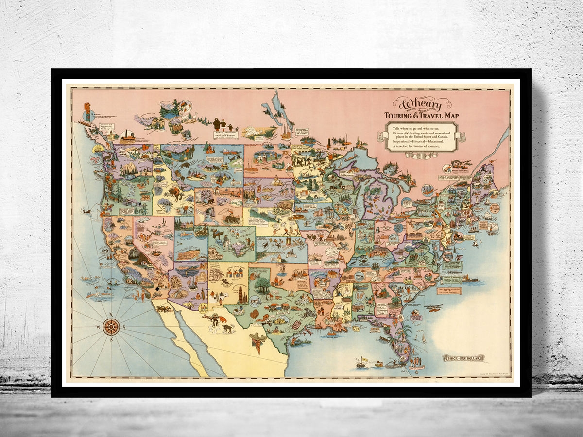 Vintage Printable Map United States Vintage Printable Map United States