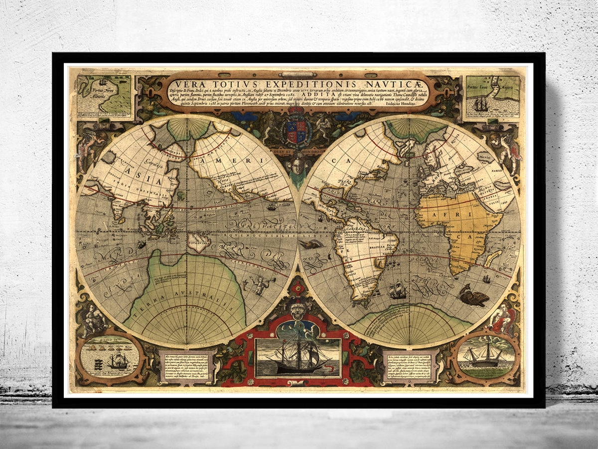 Old World Map 1595 Vintage Map Wall Map Print VINTAGE MAPS AND PRINTS Old World Map 1595 Vintage Map Wall Map Print VINTAGE MAPS AND PRINTS