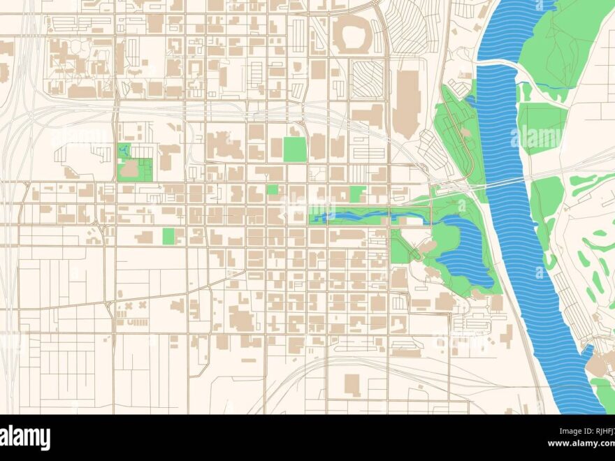 Omaha Nebraska Printable Map Excerpt This Vector Streetmap Of Downtown Omaha Is Made For Infographic And Print Projects Stock Vector Image Art Alamy
