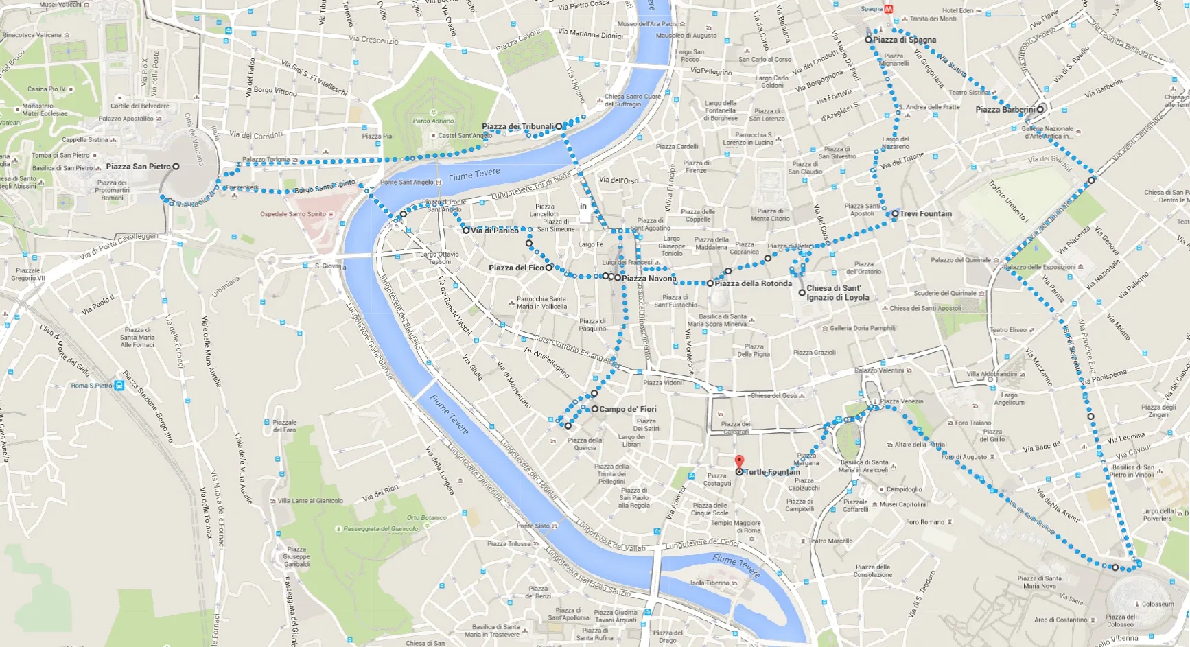 One Day In Rome Walking Map With All The Highlights