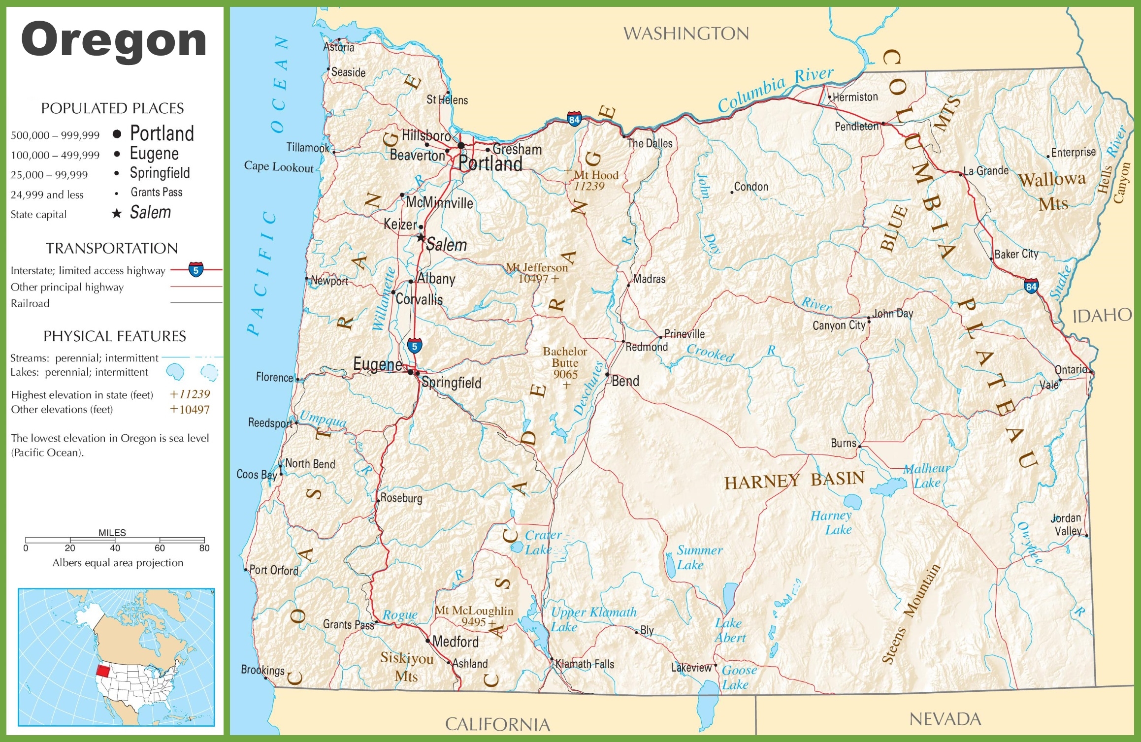 Oregon Highway Map Ontheworldmap