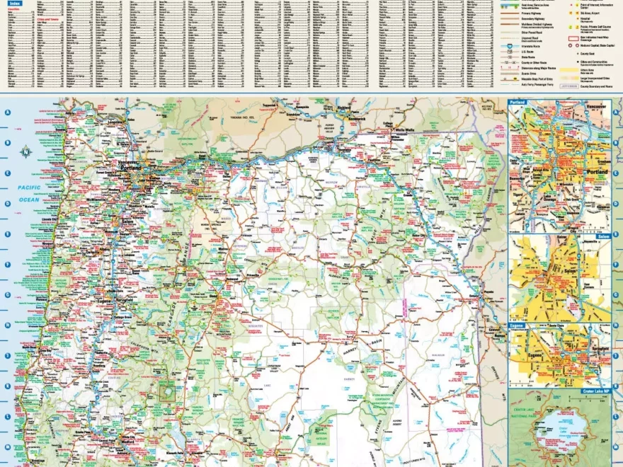 Oregon State Highway Map Wall Mural By Magic Murals