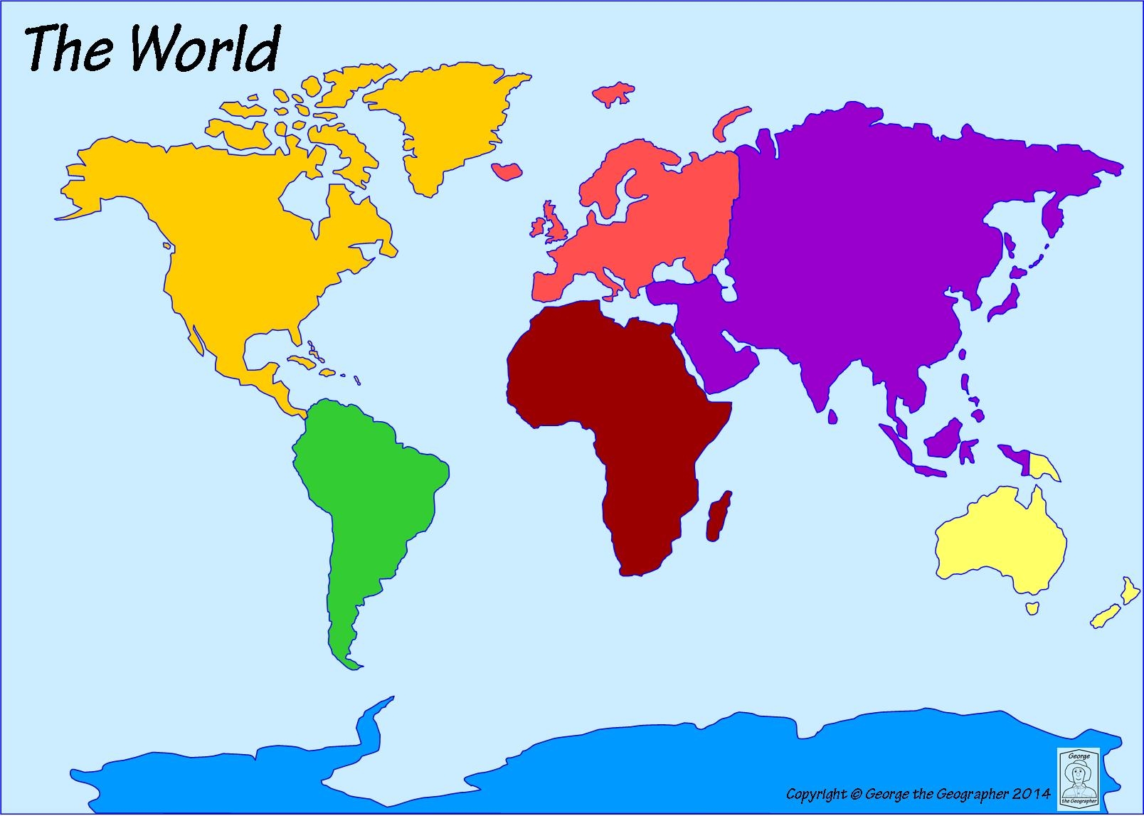 7 Continents Map Blank Printable