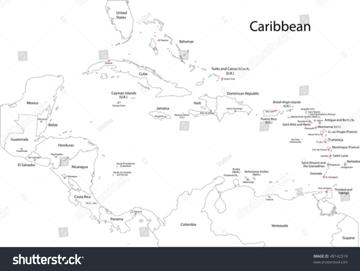 Outline Caribbean Map Countries Capital Cities Stock Vector Royalty Free 48142519 Shutterstock Outline Caribbean Map Countries Capital Cities Stock Vector Royalty Free 48142519 Shutterstock