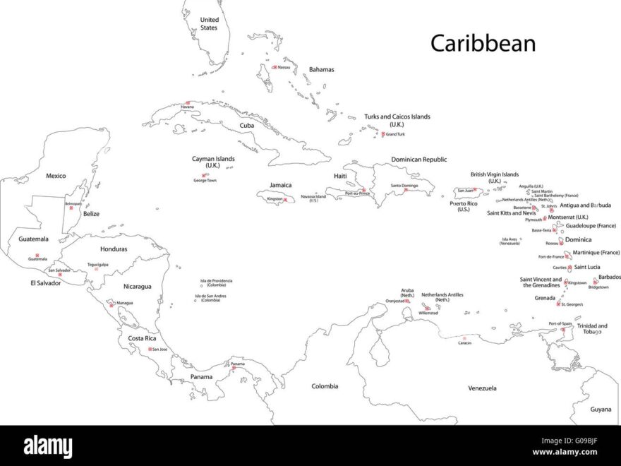 Outline Caribbean Map Stock Photo Alamy