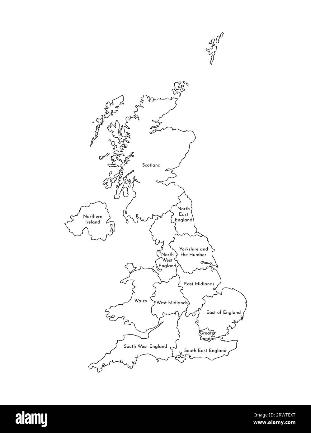 Outline Map Of Uk And Ireland Black And White Stock Photos Images Alamy