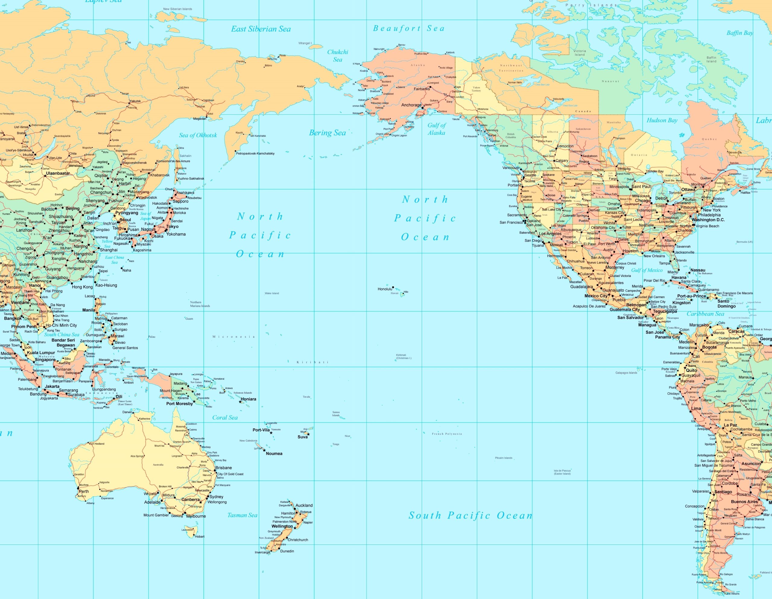 Printable World Map Pacific Ocean