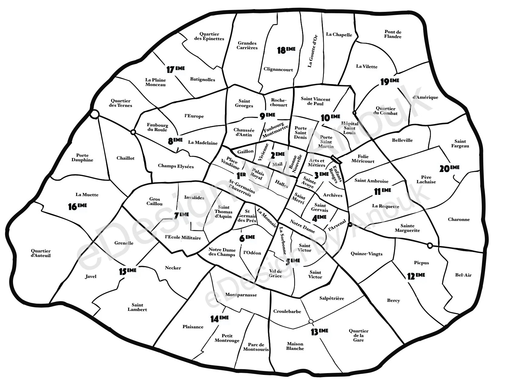 Paris Borough Map Printable