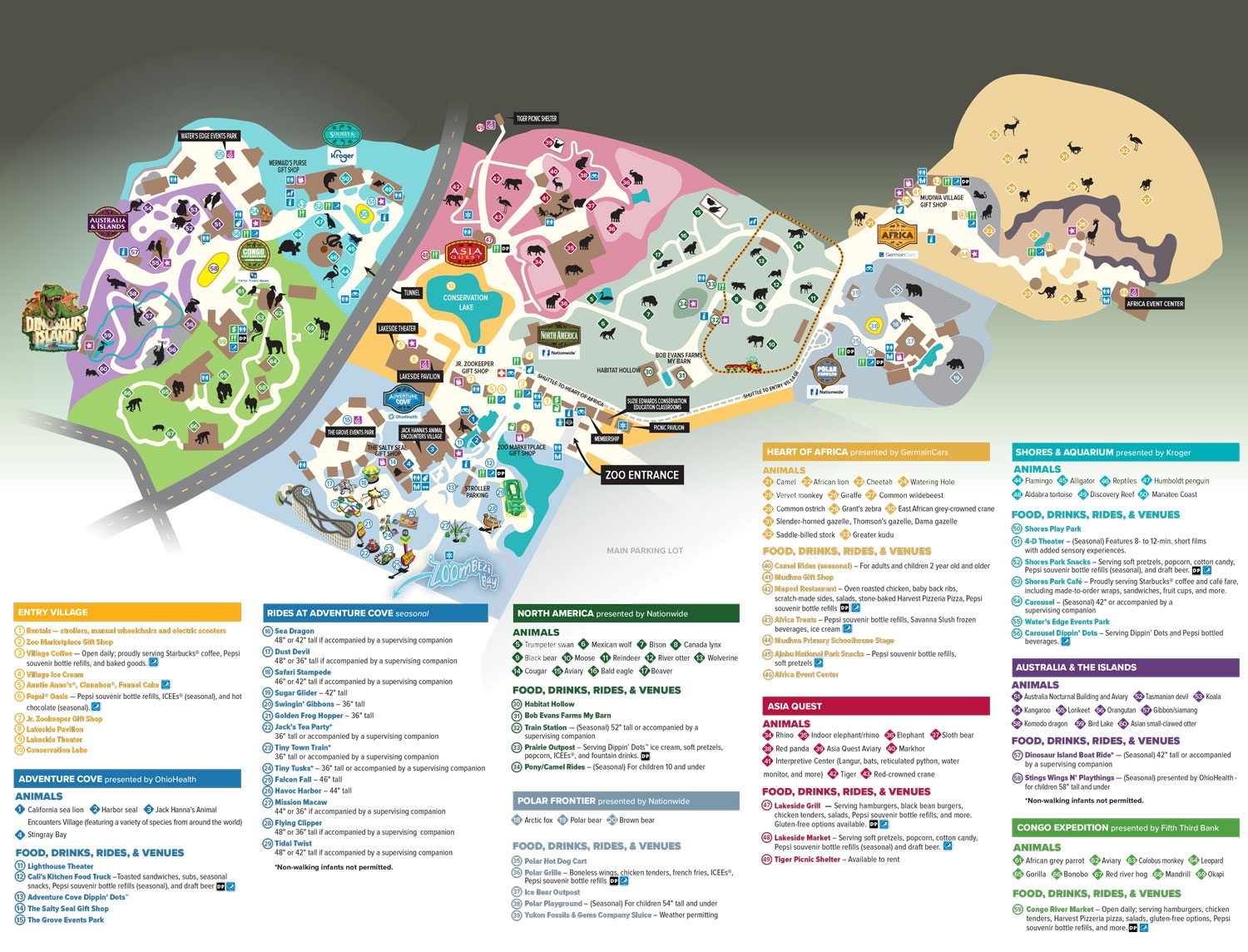 Park Map Columbus Zoo And Aquarium
