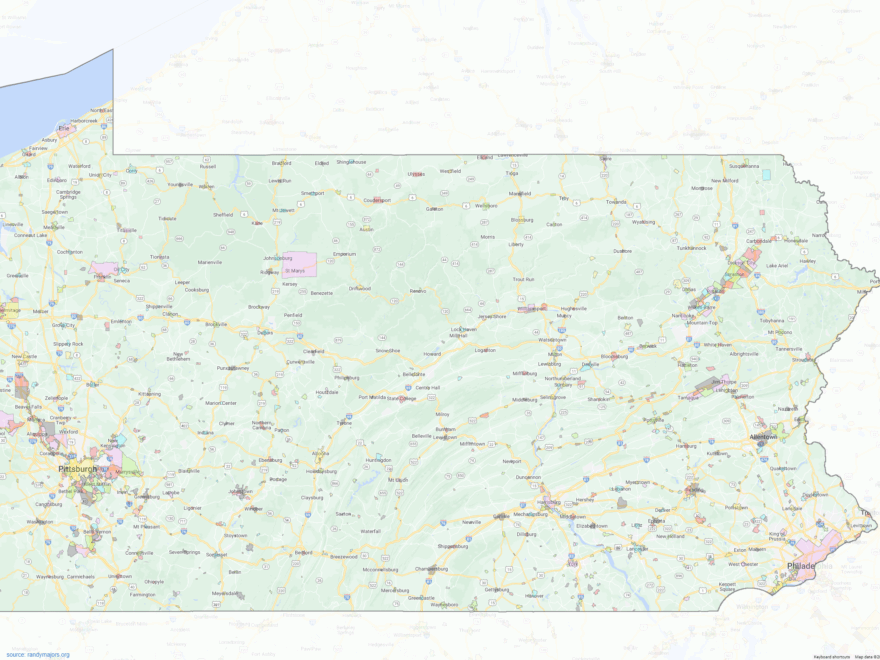 Pennsylvania City Limits Shown On Google Maps