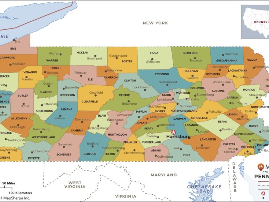 Pennsylvania Counties Map By MapSherpa The Map Shop