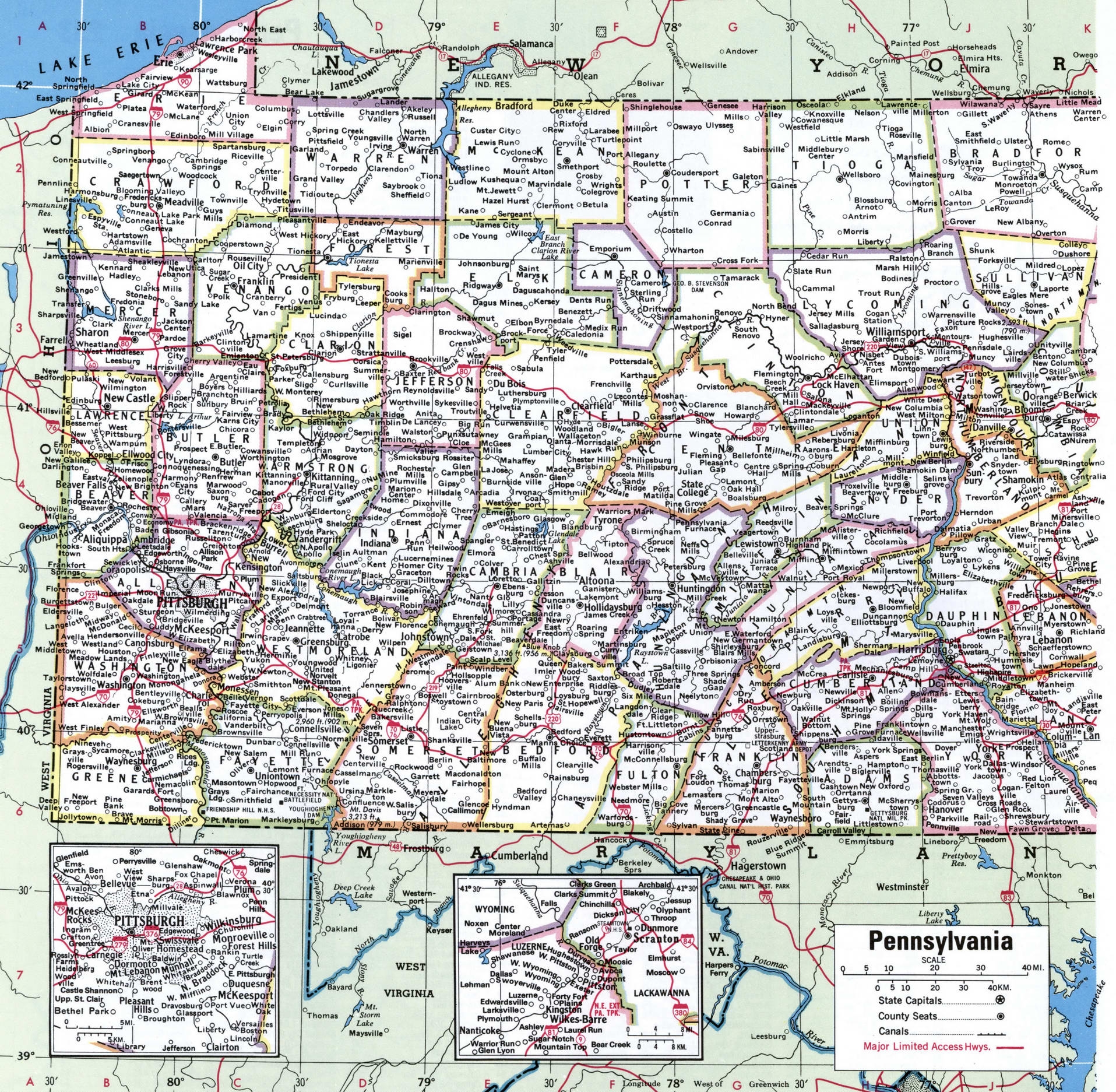 Printable County Map Of Pennsylvania