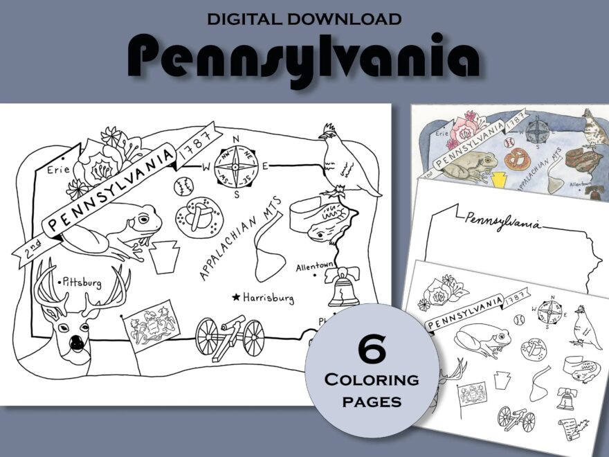 Pennsylvania Map Worksheet Etsy