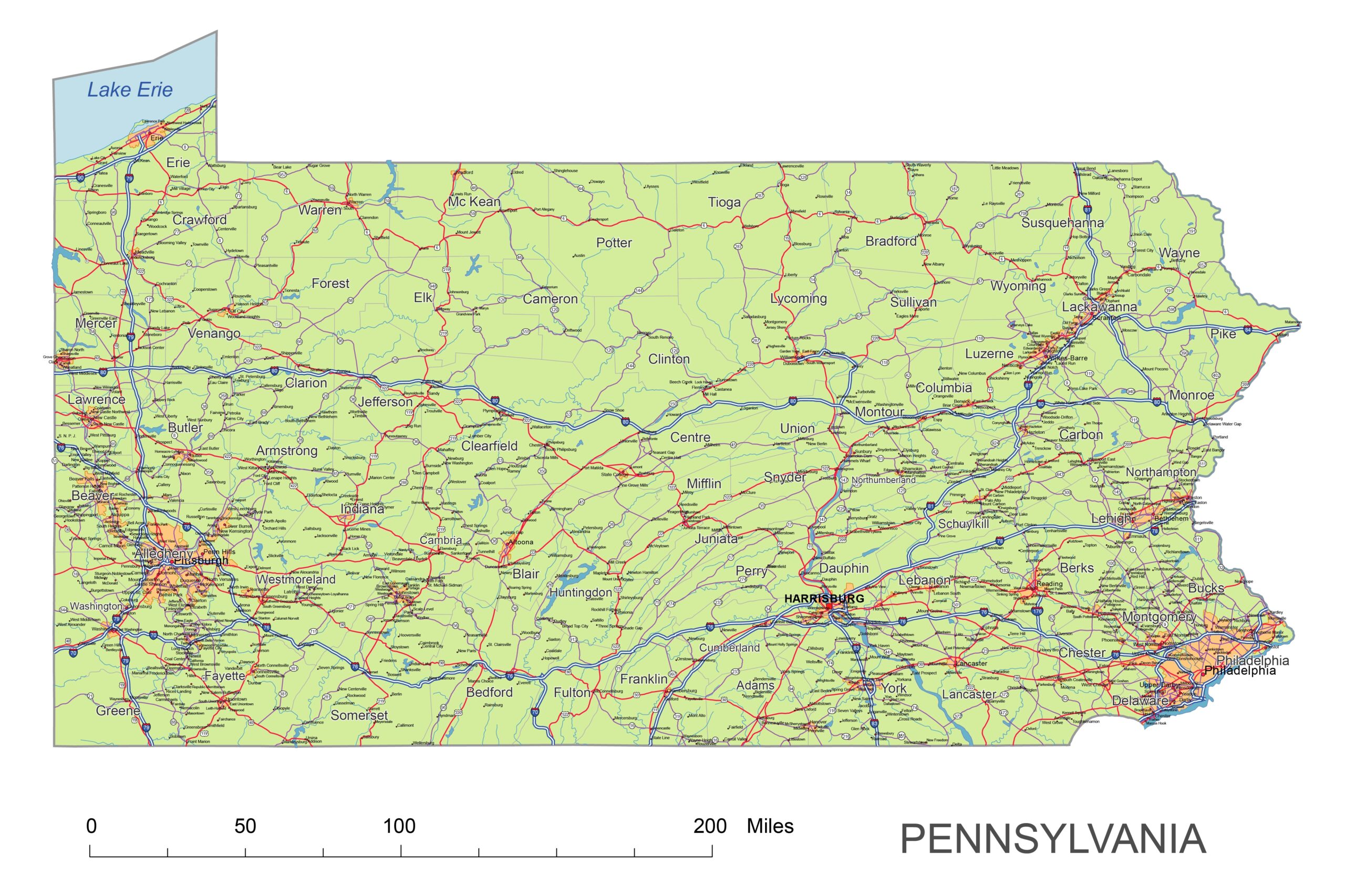 Pennsylvania State Map Printable