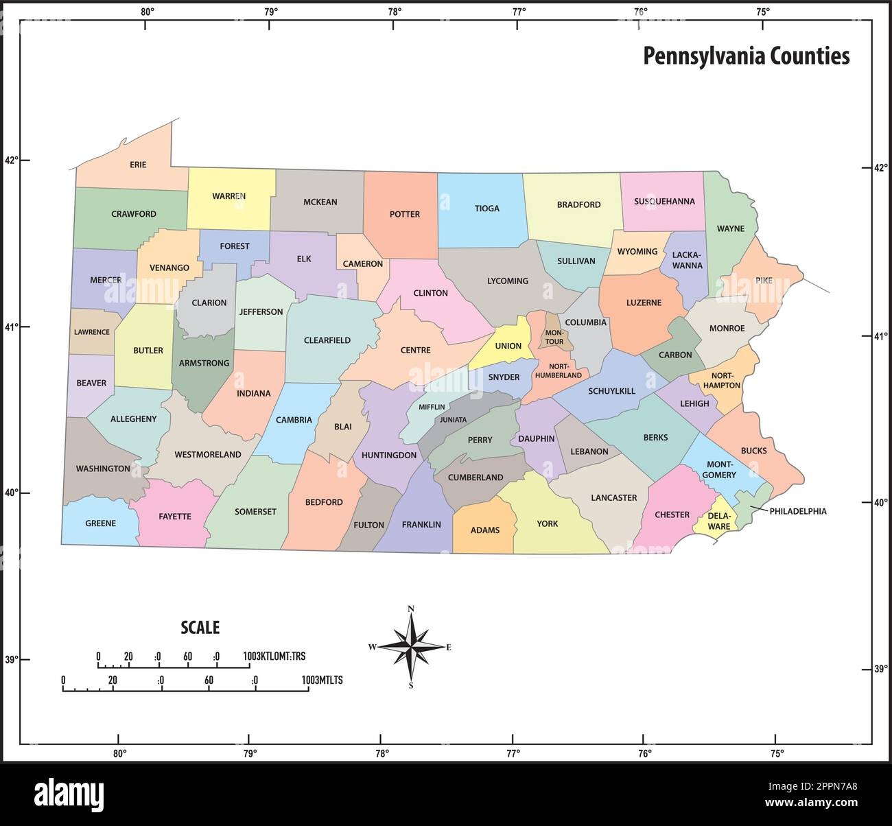 Printable Map Of Pennsylvania Counties