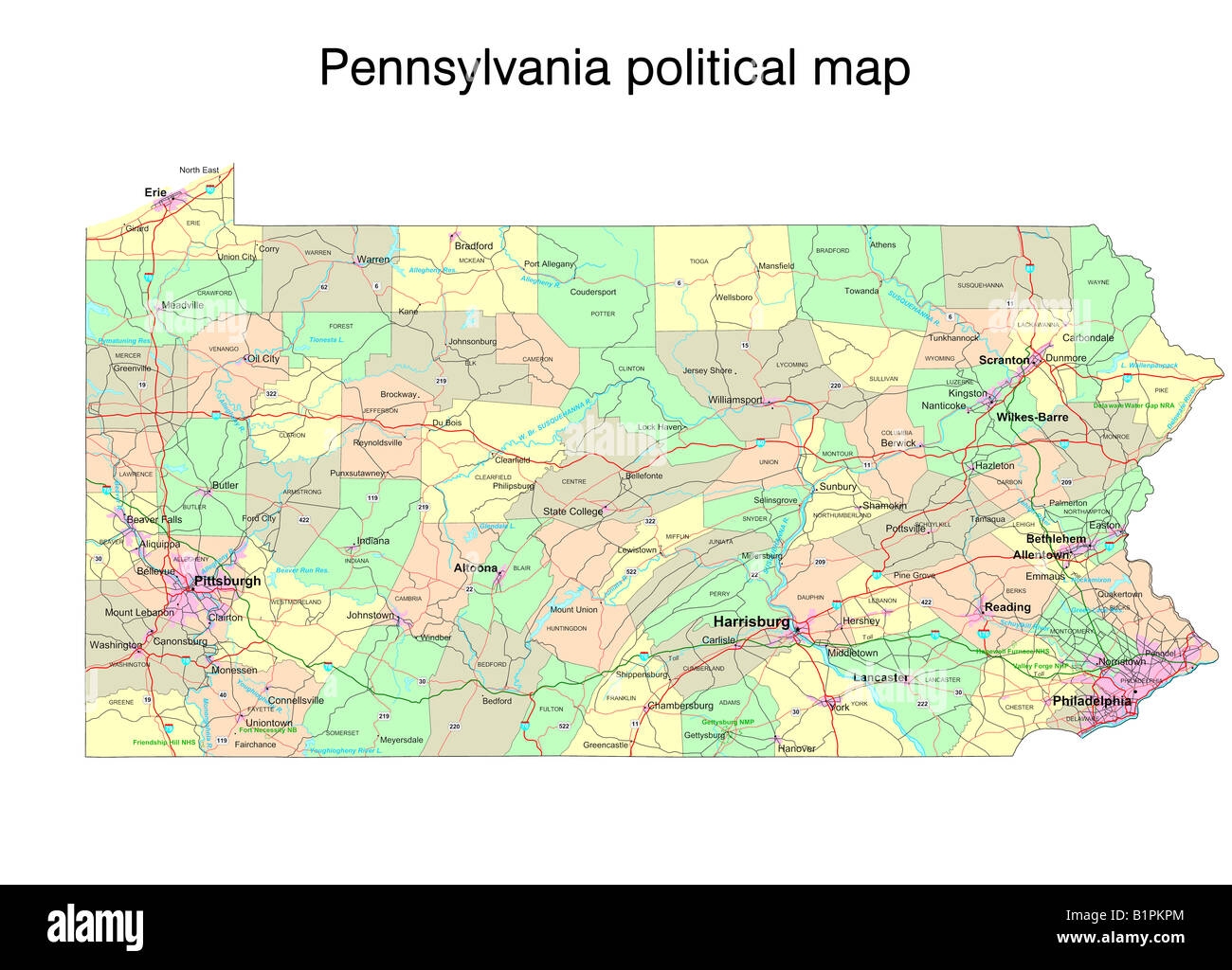 Pennsylvania State Political Map Stock Photo Alamy Pennsylvania State Political Map Stock Photo Alamy